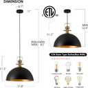 12 Inch Black Farmhouse Pendant Lights Matte Pendant Lights for Kitchen Island Industrial Adjustable Height Vintage Dome Hanging Light Fixtures for Barn Dining Room 3 Packs