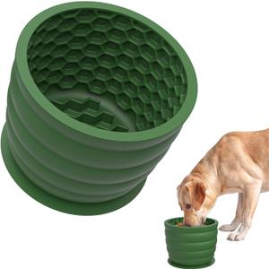 Dog Slow Feeder Lick Bowl with Suction Cup - Honeycomb Dog Lick Mat for Anxiety Relief - Non-Slip Cylindrical Pet Licking Bowl for Grooming, Training - BPA Free Silicone for Small to Large Dogs