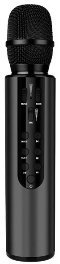 Bluetooth Wireless Karaoke Microphone, 4-in-1 Portable Handheld Mic with Built-in Sound Card for Home Parties,Travel,Music Recording(Black)