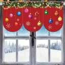 Breling 6 Pcs Christmas Kitchen Curtains Christmas Window Valance Curtain Decoration Xmas Rod Pocket Short Drapes Set for Classroom Living Room Bedroom Holiday Decor 36x24 in(Xmas Balls)
