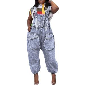 Lachmose Womens Overalls Denim Loose Fit Wide Leg Bib Baggy Jeans Jumpsuit Comfy (X-Large, 2light Blue2)