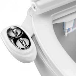 YASFEL Bidet Attachment for Toilet, Toilet Bidet Non-Electric Bidet Toilet Attachment Dual Nozzles for Frontal/Rear Wash, Adjustable Pressure Control (Black/White)