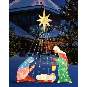 6FT Nativity Sets for Christmas Decoration Outdoor,200 LED Lights, Stable & Heavy Duty Iron FrameExtra Metal Stakes,Christmas Nativity Sets are Suitable for Various Occasions