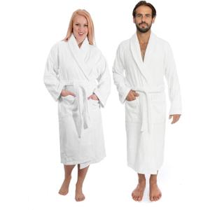 Classic Turkish Towels CTT - Luxury 100% Turkish Cotton Terry Cloth Bath Robe for Women & Men, 400 GSM Soft & Plush Long Robe (Small, White)