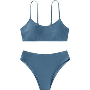 SHENHE Girl's 2 Piece O Ring Bikini High Waisted Spaghetti Strap Cute Swimsuit Bathing Suit, Size 14Y