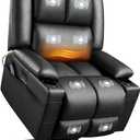 Yaheetech Large Electric Power Lift Recliner Chair, PU Leather Massage Chair with Heat and USB Port for Elderly, Ergonomic Lounge Chair with 2 Cup Holders Side Pockets, Overstuffed Wide Single Sofa