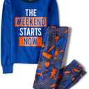 The Children's Place boys 100% Cotton Long Sleeve Top and Pants,2 Piece Pajama Set, Size 10