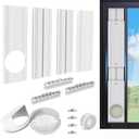 Portable AC Window Vent Kit with Plate Slot, Adjustable PVC Window Seal Panel for Sliding Windows, Portable Air Conditioner Window Kit Suitable for 5.1" / 5.9" AC Exhaust Hose(Not include hose)