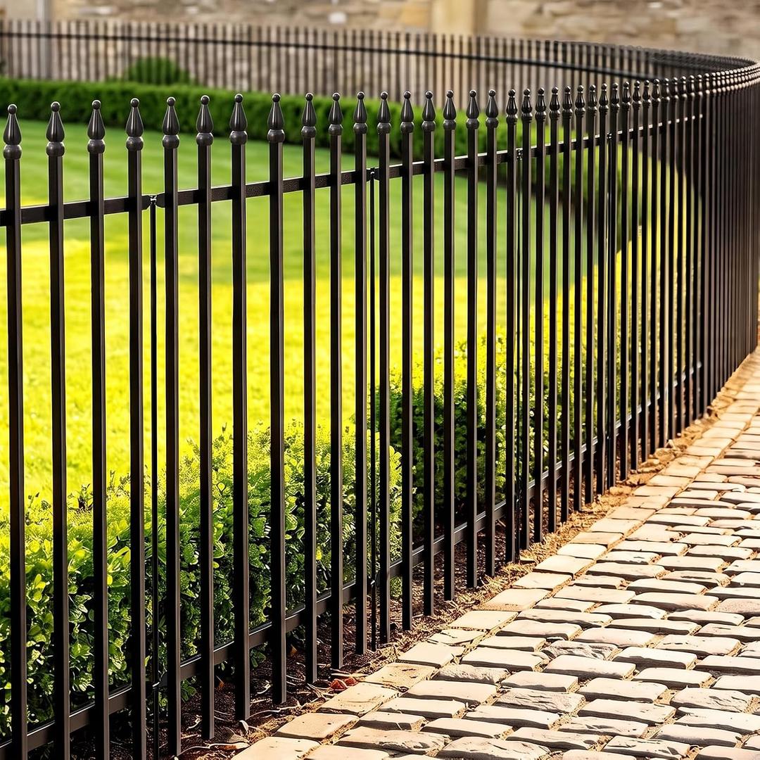 ARIFARO 5 Panels Metal Garden Fence 42" H x 30" W, Decorative Fence Panels