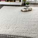 JONATHAN Y Mercer Shag Plush Tassel White Indoor Area Rug, 8x10, Contemporary, Modern, Easy-Cleaning for Living Room, Bedroom, Kitchen, Pet Friendly, Non-Shedding (MCR100A-8)