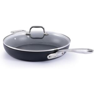 All-Clad HA1 Expert Nonstick 12-Inch Chef's Frying Pan with Tempered Glass Lid, Stay-Cool Ergonomic Handle, Dishwasher-Friendly, Oven-Safe Up to 350°F, Induction, Compatible with All Cooktops, Black