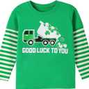 Boys St Patricks Day Shirt Toddler Kids Long Sleeve T-Shirt Clover Shamrock Irish Green Tee Tops Holiday Clothes Size 3-4T
