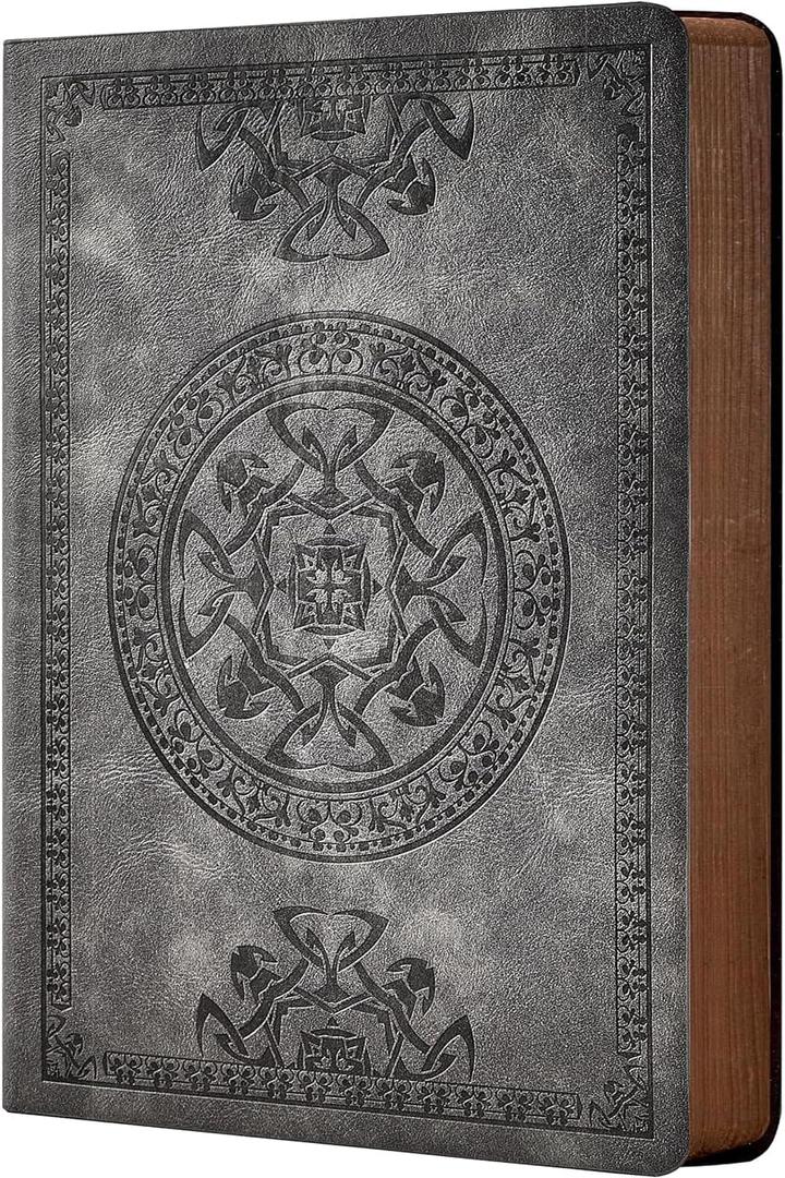 CAGIE Leather Vintage Journal for Men Soft Cover Lined Pages Notebook 180 Lay Flat for Writing Travel Diary, 5.7'' x 8.3'', Grey