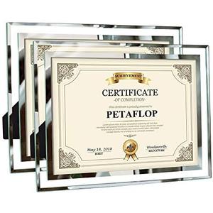PETAFLOP 8.5x11 Picture Frames Glass 8.5 x 11 Frame Tabletop Display, 1 Pack Clear