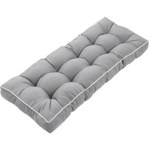 41 inch Outdoor Bench Cushion with Ties,Weather Resistant Thick Tufted Loveseat Seat Cushion for Patio Porch Chair Gray (Grey)