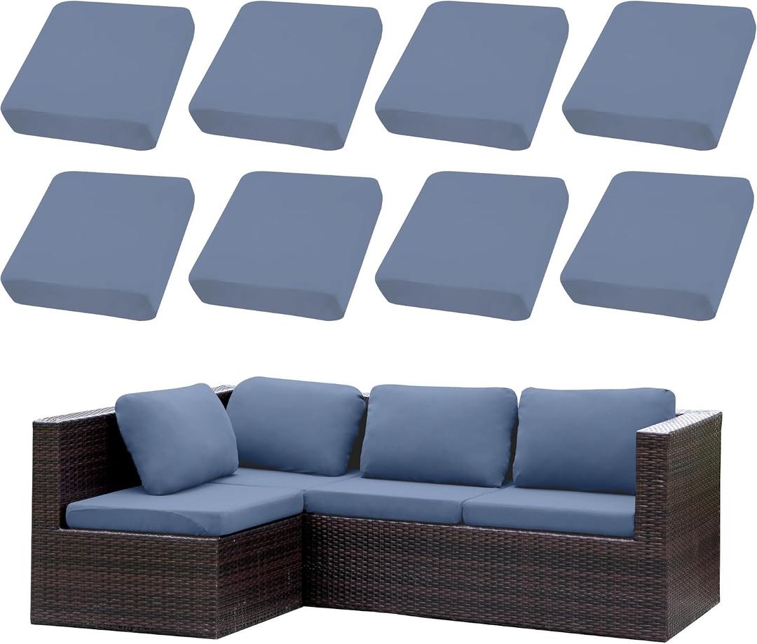 Outdoor Cushion Covers Set,8PCS Patio Furniture Couch Seat Slipcovers, Replacement for Sofa Sectional Chair(CoverOnly)