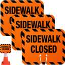 3 Pcs Plastic Sidewalk Closed Sign Bulk for Traffic Cones Top Road Warning Signs 10.4" Height x 12.6" Width x 0.05" Thickness for Outdoor Barricade Construction Caution
