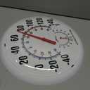 Circrane 13.25 Inch Round Thermometer with Hygrometer, Large Indoor Wall Patio Bimetal Weather Thermometer, No Battery Required, White