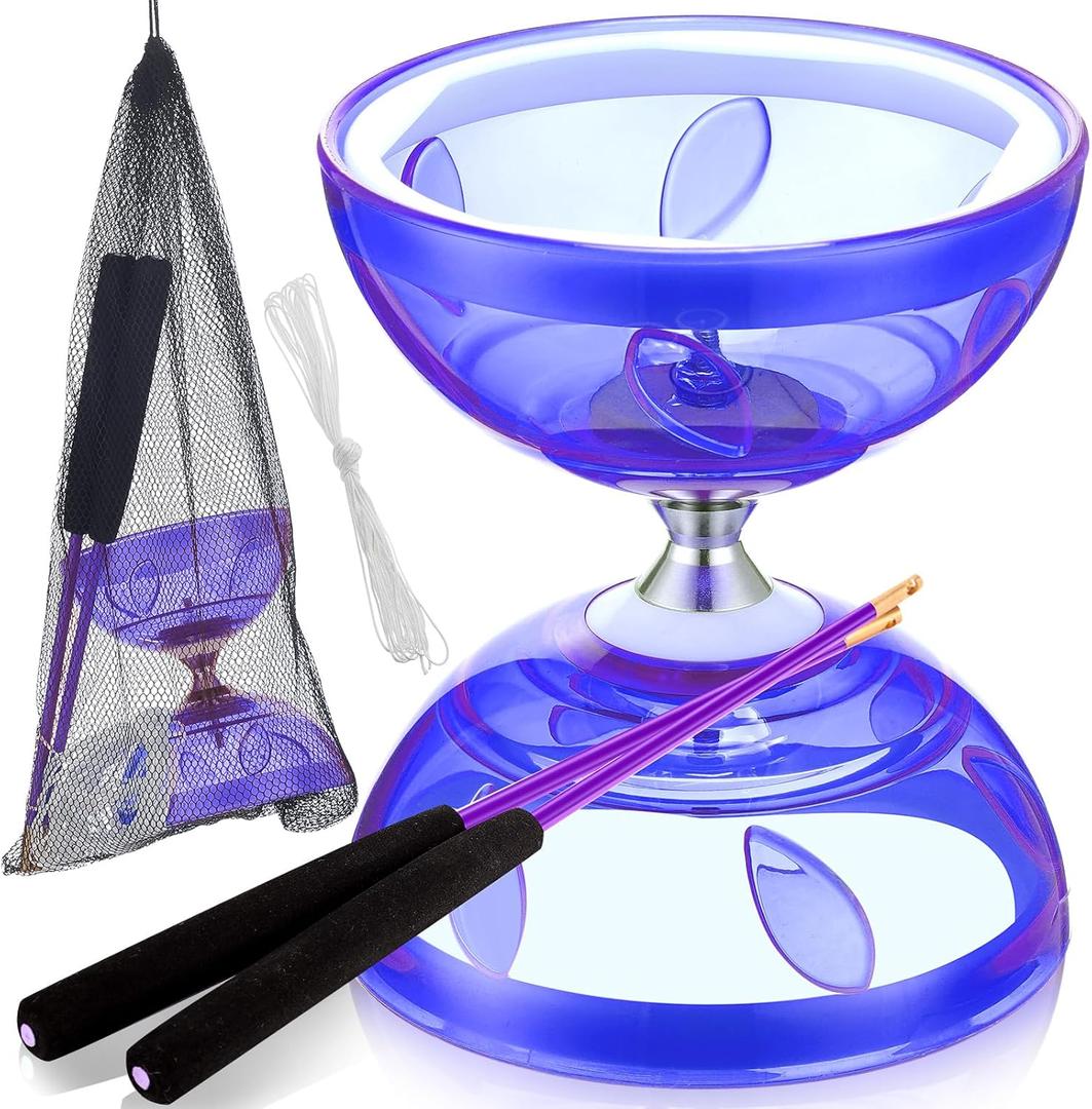 Chinese Yoyo Diabolo Set Includes Colorful Chinese Yoyo with 2 Pieces Diabolo Sticks, 1 Piece String, 1 Net Bag for Fun(Purple)