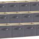 Lifewit 13 Inch Cube Storage Bins, 12 Packs Storage Cubes Foldable Decorative Fabric Storage Baskets for Organizing Home Organizers with Handles for Shelves, Closet, Grey (13"L x 13"W x 13"H, Gray)