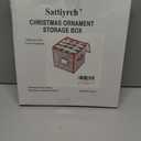 Sattiyrch Plastic Christmas Ornament Storage Box with Zippered Closure - Store up to 64 of the 3-inch Standard Christmas Ornaments, Xmas Ornaments Storage with Dividers & Two Handles