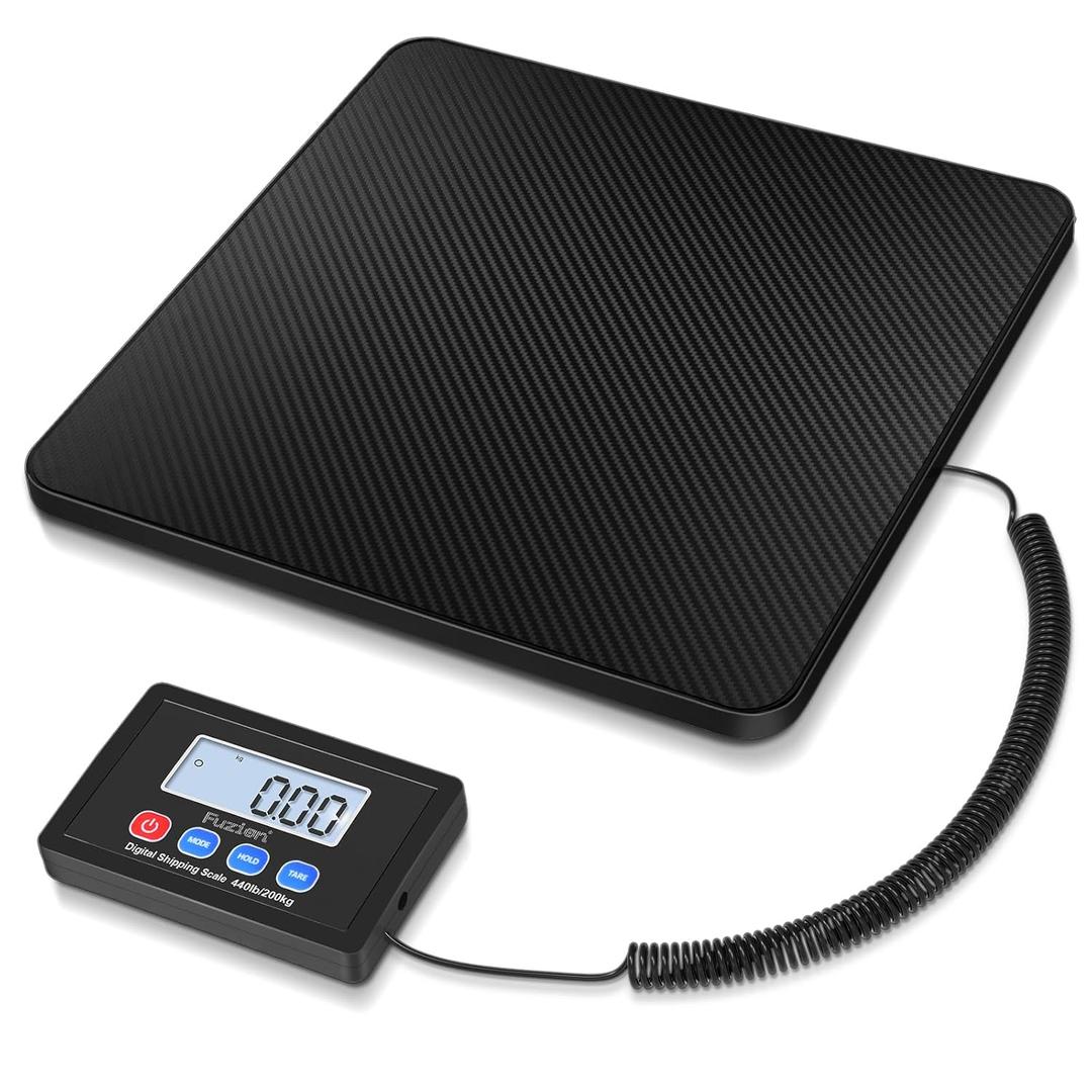 Fuzion Shipping Scale, 440LB x 10g High Accuracy Postal Scale, Hold/Tare Function, Digital Shipping Postal Scale for Packages, Postage, Luggage, Mailing, Battery & AC Adapter Included