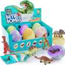 Dino Egg Bath Bombs for Kids - Kid Baths Bomb with Surprise Inside - Dinosaur Toys Gift for Boys and Girls Ages 6 7 8 Years Old Gifts - Fun Educational Toy Fizzy - Basket Stuffers