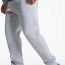 Men's Sweatpants Lounge Cotton Casual Sweat Pants Straight Leg Open Bottom Joggers with Pockets (Large, Pale Heather)