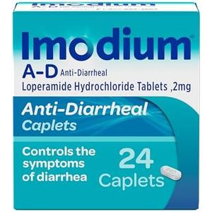Imodium A-D Diarrhea Relief Caplets with Loperamide HCl, Anti-Diarrheal Medicine to Help Control Symptoms of Diarrhea Due to Acute, Traveler's Diarrhea, HSA/FSA Eligible, 24 ct, 2Pack