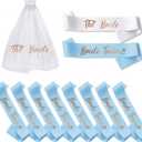 PartyGifts&beyond Bachelorette Party Favors Bride to Be Sash and Veil Set Bachelorette Sashes Bridal Shower Gifts Bride Tribe Sash (Light Blue, 11pcs)