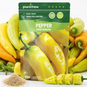 15 x 200 Heirloom Sweet Banana Pepper Seeds for Planting – Mild Pepper, High Germination, Fast-Growing, Ideal for Home Garden, Container or Pickling (EXP 12/01/26)