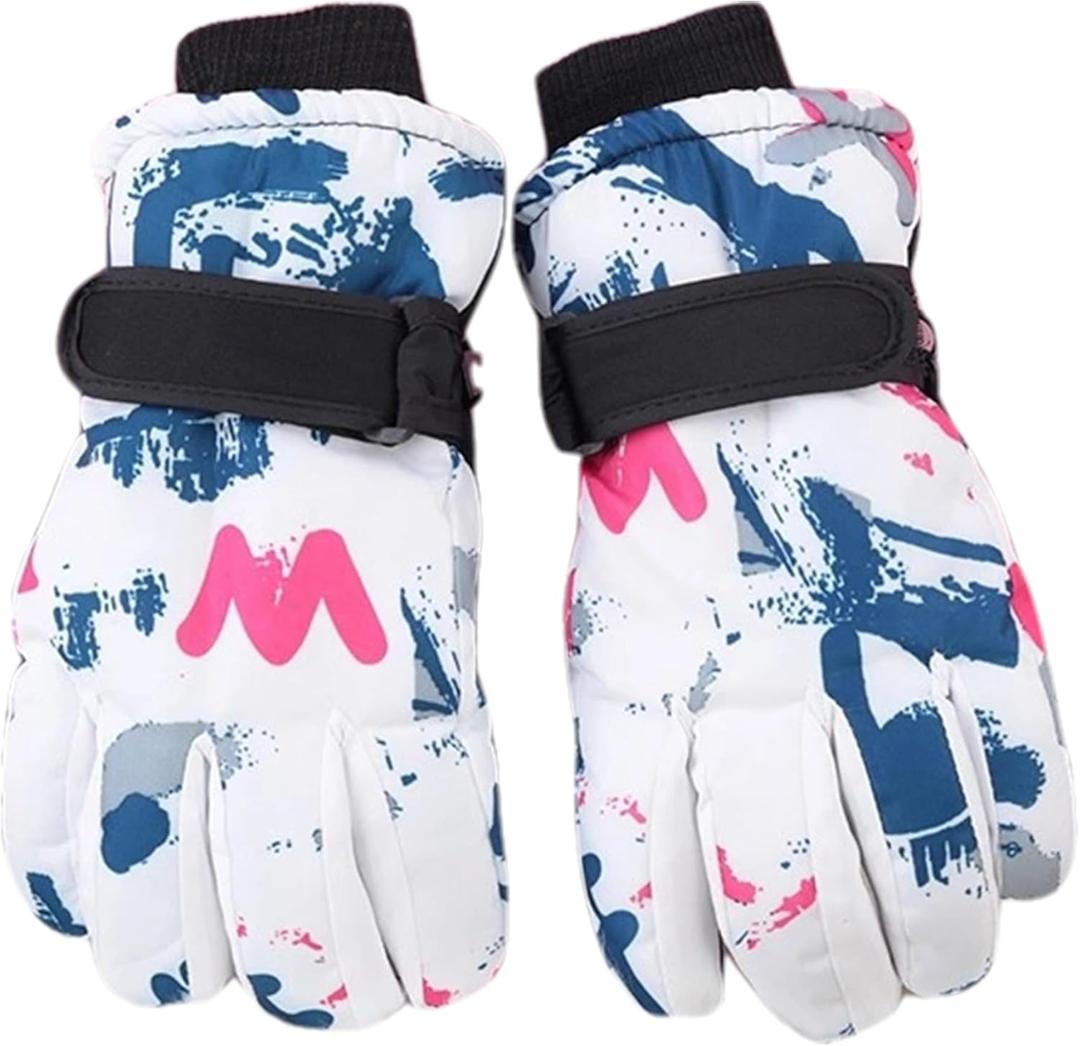 Kids Winter Gloves Water-repellent Warm Cold Weather Sport Cycling Gloves Windproof Non-Slip for Boys Girls 5-8 Years (Red)