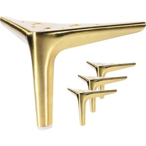 4.7 Inch Brushed Gold Furniture Legs, Set of 4 - DIY Replacement for Sofa, Cabinet, Couch, Ottoman, Table, and Dresser Legs
