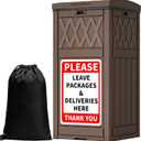 YITAHOME Package Delivery Box with Lift-Out Bag, 31 Gallon Waterproof Parcel Drop Box with Sign, Resin Porch Package Container for Curbside& Outdoor Use, Dark Brown