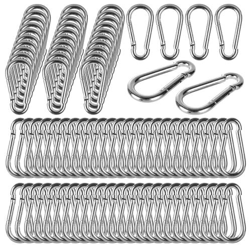 60 Pack 3" Heavy Duty Spring Snap Hook, M8 5/16" Galvanized Steel Carabiner Clip Spring Snap Hook, Small Carabiner Clip Metal Clip for Home Gym, Outdoor Traveling, Swing, Hiking, 500Lbs Capacity