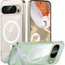 TORRAS Magnetic & Stand for Google Pixel 9 Pro Case/Pixel 9 Case, Fit for MagSafe, 12FT Mil-Grade Drop Protection, Slim Fit for Google Pixel 9/9 Pro Phone Case with Built-in Kickstand, Crystal Clear