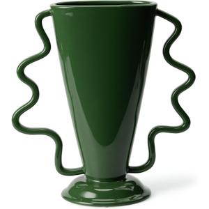 Wild Works Green Rotary Vase Medieval Flower Vessel Living Room Entrance Personalized Simple Wabi Sabi Decorative Ornament Ceramic Ornament