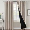 H.VERSAILTEX 100% Blackout Curtains for Bedroom with Black Liner Full Room Darkening Curtains Thermal Insulated Back Tab/Rod Pocket Window Drapes for Living Room, 2 Panels, 42 x 84 Inch, Natural