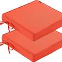 Patio Chair Cushions Waterproof Outdoor Seat Cushions for Patio Furniture Set of 2 with Ties, 22 x 22 Inch, Orange