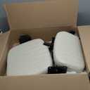 DUMOS Armless Home Office Desk Chair -Small Ergonomic with Low Back Lumbar Support, Height Adjustable PU Leather Computer Task with 360 Swivel Rolling Wheels, for Small Space, Beige White