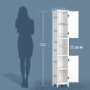 Hawkrown 67" Tall Bathroom Storage Cabinet with Lights, Slim Narrow Bathroom Cabinet Organizer with Doors and Adjustable Shelves, Tall Cabinet for Small Space (66.9" Tall-White with Light)