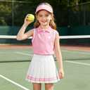 ALISISTER Girls Pink Dresses Size 3-4T Toddler Tennis Dresses for Girl Kids Pleat Skirt Golf Polo Outfits Summer Spring Sleeveless Casual Cute Uniform School Dress 