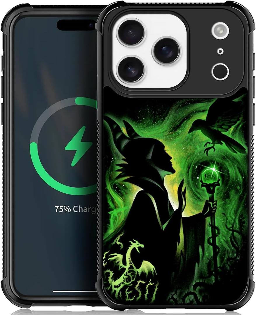 CARLOCA for iPhone 17 Pro Compatible with Magsafe Case for Girl Boy Shockproof Soft Silicone Protection Magnetic Charge Fashion Pattern Green Magic Lady