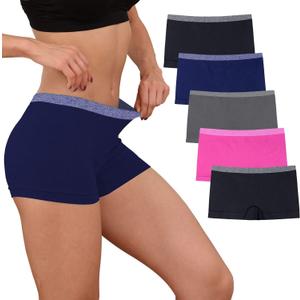 DEEP TOUCH Womens Seamless Underwear Boyshort Panties Boxer Briefs No Show Panty for Ladies Comfortable (Medium, Set 4)