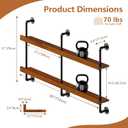 Bar Shelves, Wall Mounted Wine Rack, Walnut Brown, 60 Inch