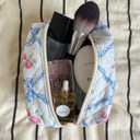 Trnerm Small Makeup Bag Quilted Cosmetic Bag Coquette Makeup Pouch Makeup Organizer Blue Ribbons Small Travel Makeup Bag Travel Toiletry Bag for Women Girls