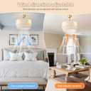 20" Boho Ceiling Fans with Lights, Coastal Fandelier Chandelier Ceiling Fan with Light Remote Control, Caged with 6 Speeds for Bedroom, Nursery (Beige)