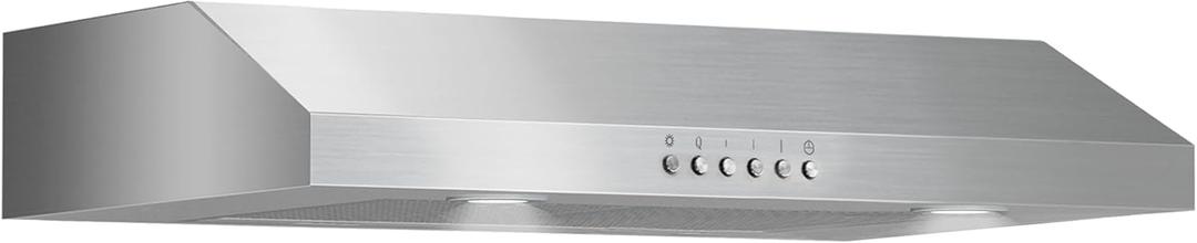 ONEEON 24 inch Under Cabinet Range Hood, Slim Kitchen Hood with 4 Speed Exhaust Fan, 2 Washable Reusable Filters, LED Lights, Stainless Steel