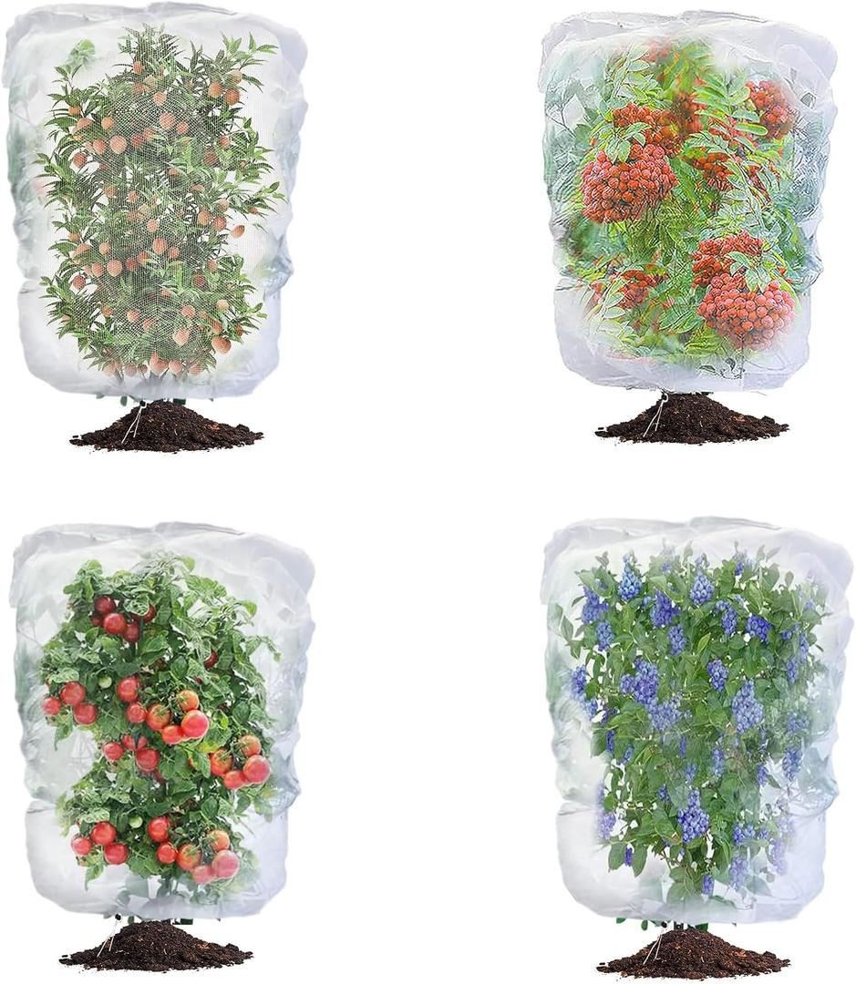 afzdby Garden Mesh Netting with Drawstring,Plants Cover Protection from Anti Birds,Bugs,Cicadas,and Insects-Pest Barrier Bag for Blueberry Bushes,Citrus,Tomatoes,Vegetables,Fruit Tree and Orange 2.62×3.28FT