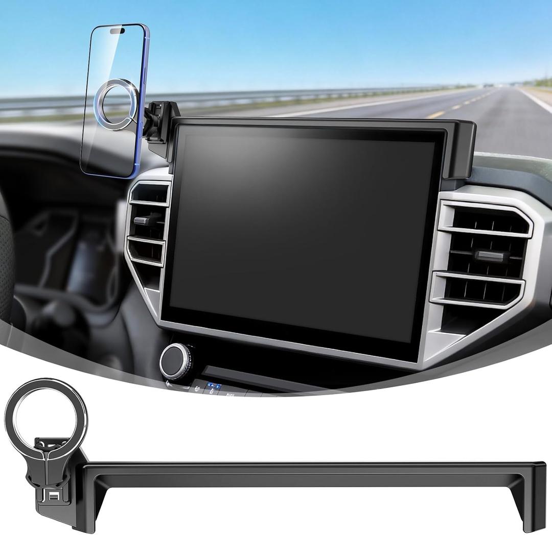 Car Phone Mount for Toyota Tundra 2022 2023 2024 2025 2026 & Sequoia 2023-2026: Magnetic Cell Phone Holder for 3rd Gen Toyota 14-Inch Screen Accessories - Compatible With MagSafe & iPhone Samsung
